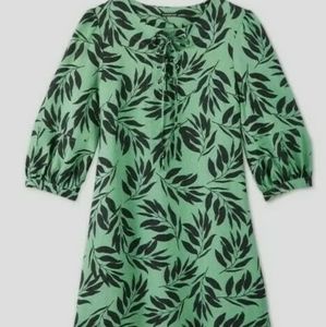 Who What Wear Green Black Island Palm Floral Dress